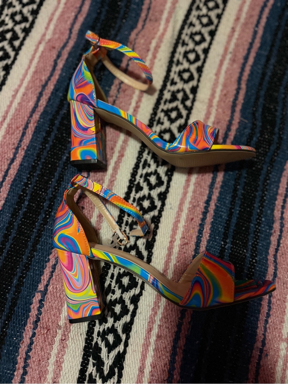 Y2K colorful chunky block-heel